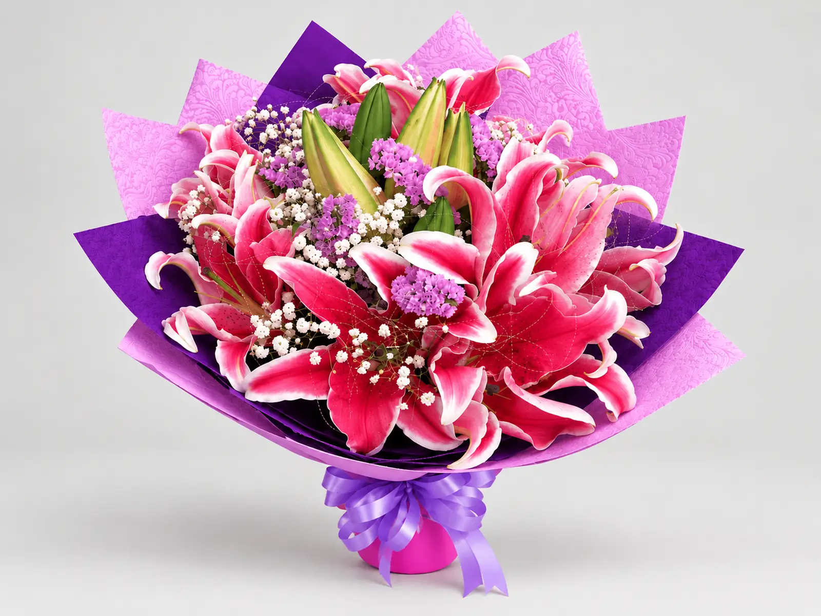Buket Bunga Lily Pink Eksklusif